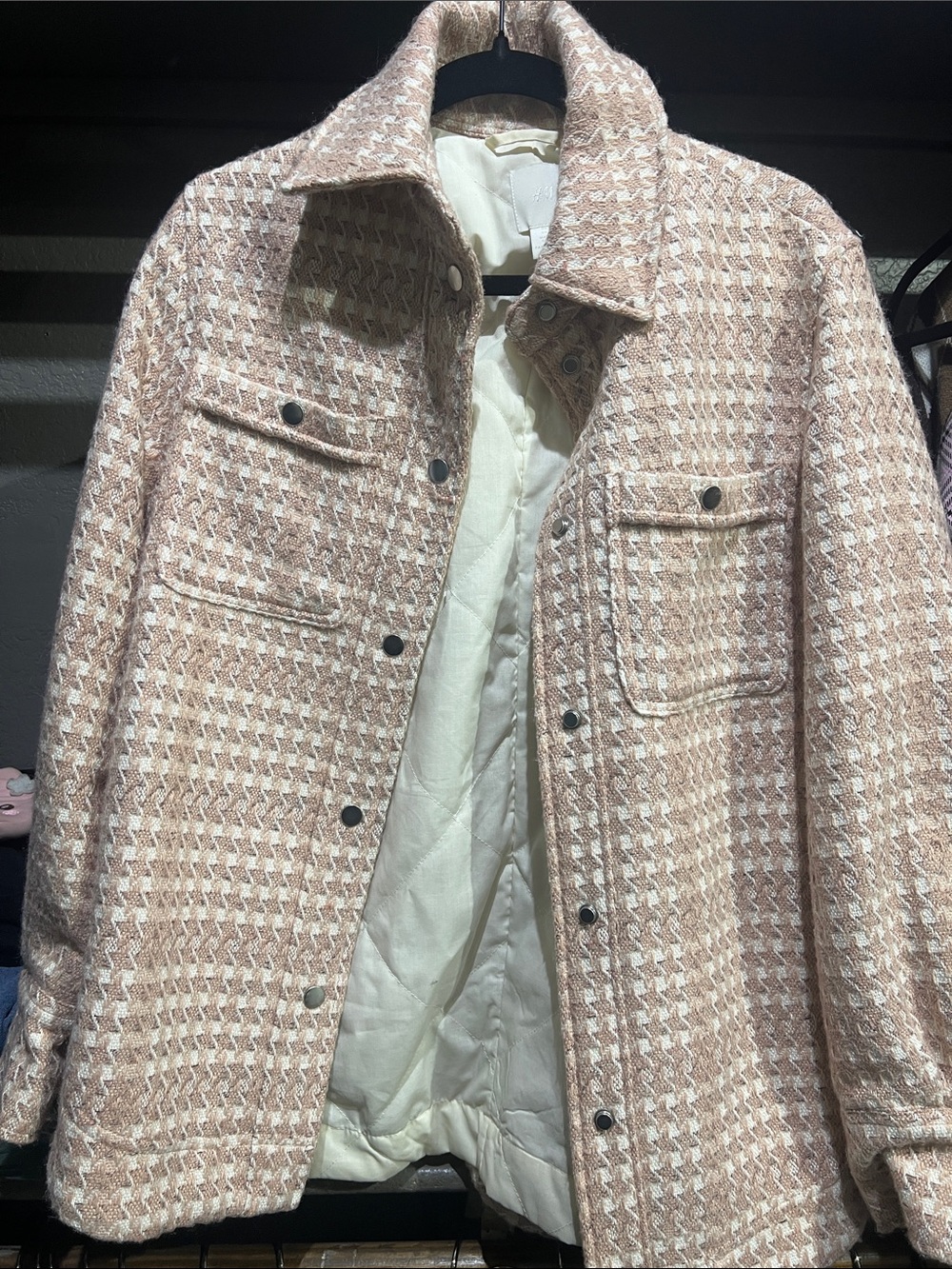 H&M Peach and Cream Bouclé Shacket